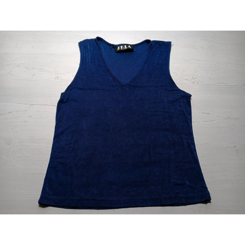 VTG 90's Y2K JKLA California Medium Navy Blue Tank Top MADE IN USA.  *Small Hole